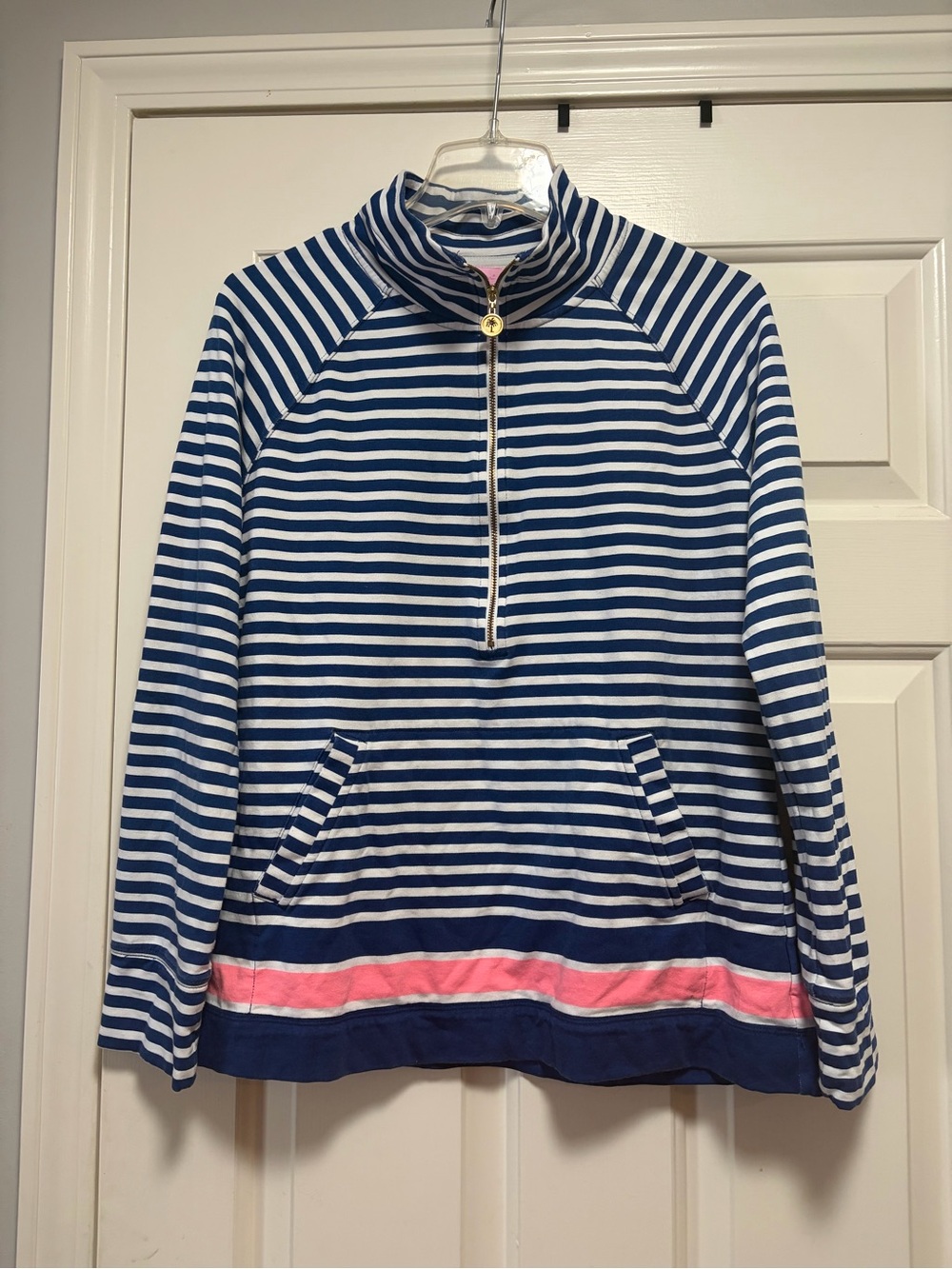 Lilly Pulitzer Striped Half-Zip Pullover with Pink Accent